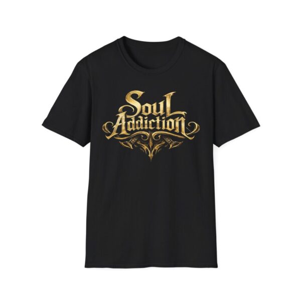 Soul Addiction T‑Shirt — Gothic Gold Logo Band Tee