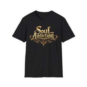 Soul Addiction T‑Shirt — Gothic Gold Logo Band Tee