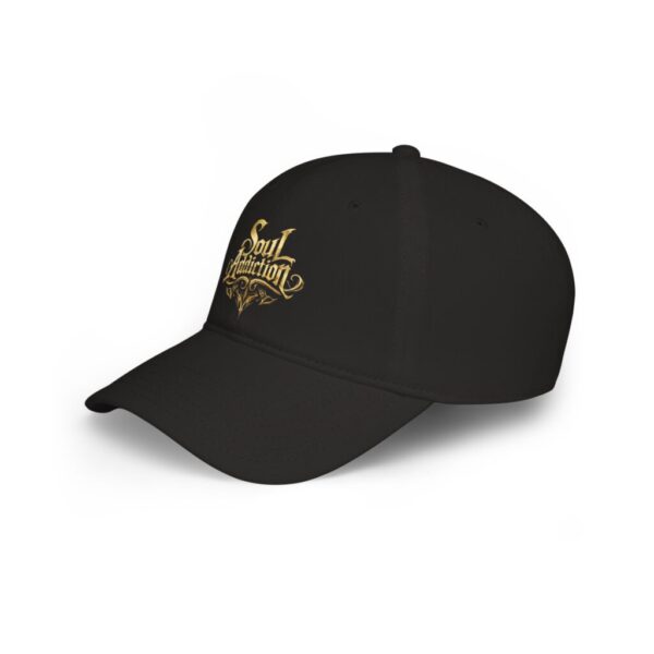 Soul Addiction Embroidered Baseball Cap — Vintage Gold Logo Low Profile Hat
