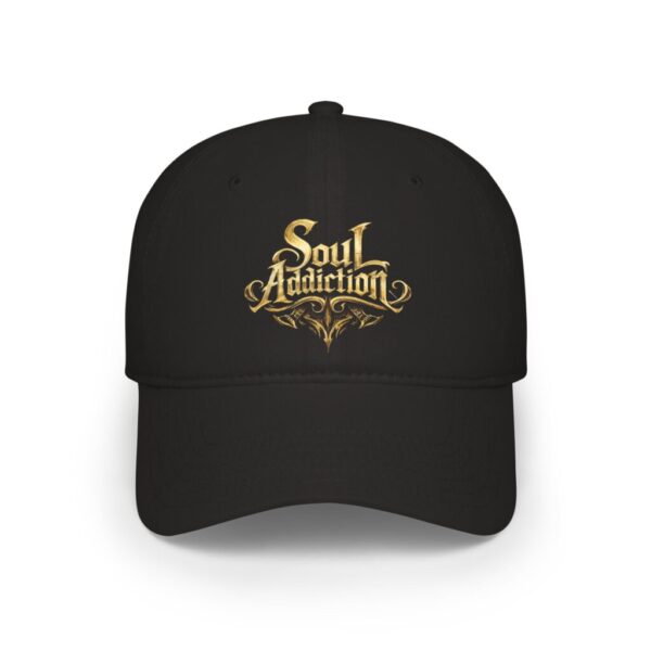 Soul Addiction Embroidered Baseball Cap — Vintage Gold Logo Low Profile Hat