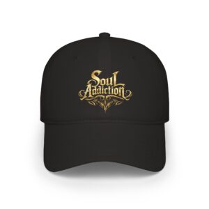 Soul Addiction Embroidered Baseball Cap — Vintage Gold Logo Low Profile Hat