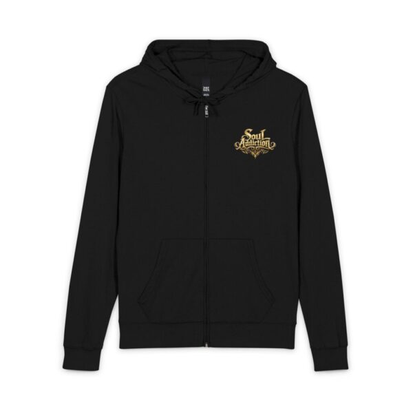 Soul Addiction Gold Script Full‑Zip Hoodie